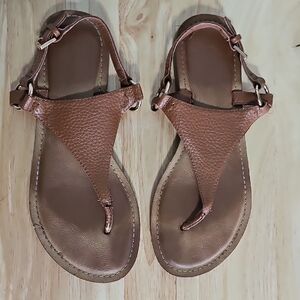 Xappeal Brown T-Strap Leather Sandals